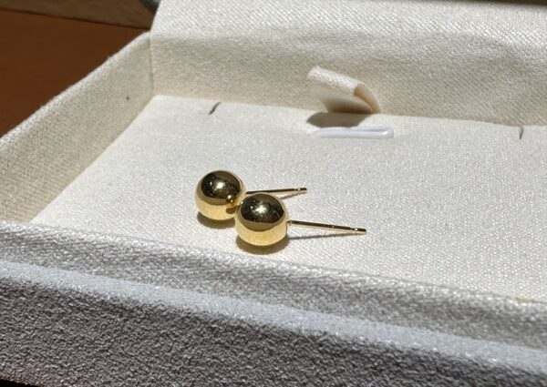 18K Yellow Gold Ball Stud Earring,Round Shape,Solid Gold Ball Studs