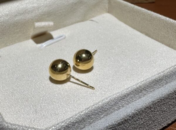 18K Yellow Gold Ball Stud Earring,Round Shape,Solid Gold Ball Studs