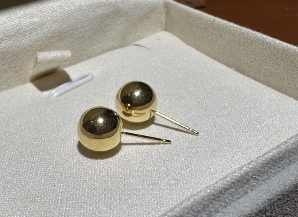 18K Yellow Gold Ball Stud Earring,Round Shape,Solid Gold Ball Studs