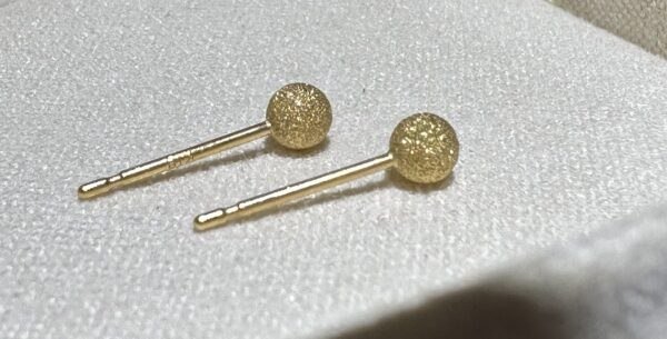 IMG_2687 18K Yellow Gold Ball Stud Earring,Brushed Gold,Solid Gold Ball Studs
