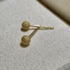 IMG_2721 18K Yellow Gold Ball Stud Earring,Brushed Gold,Solid Gold Ball Studs